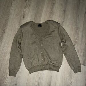 ASOS DESIGN Mocha Knitted V-Neck Cardigan w/ Shoulder Pads – Size S US 4-6